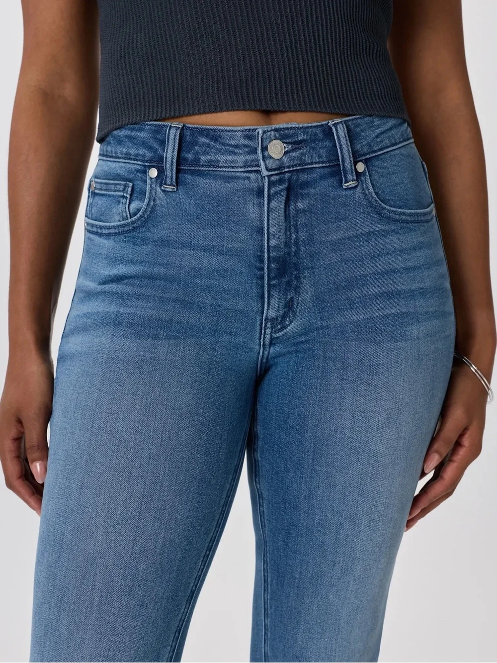 Quince Luna Stretch Flare Jeans in Seaside Blue